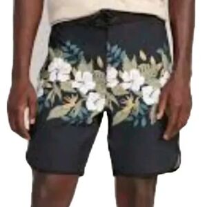 Old Navy Flex Boardshorts Men 32 Tropical Pool Beach Swim Travel Black New